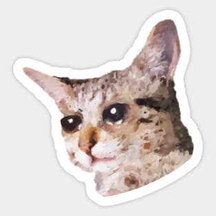 a crying cat painting Sticker